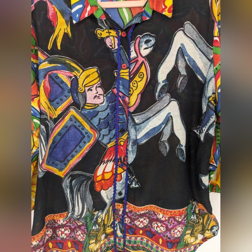 Antica Sartoria by Giacomo Button Down Collared Shirt Art To Wear Colorful Sz XL - Picture 14 of 16